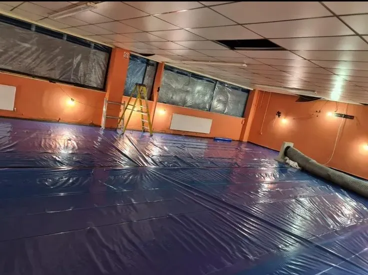 Internal asbestos removal preparation in a commercial building by Stay Safe Environmental.